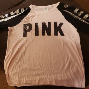 VS Pink light pink sequined long sleeve shirt!